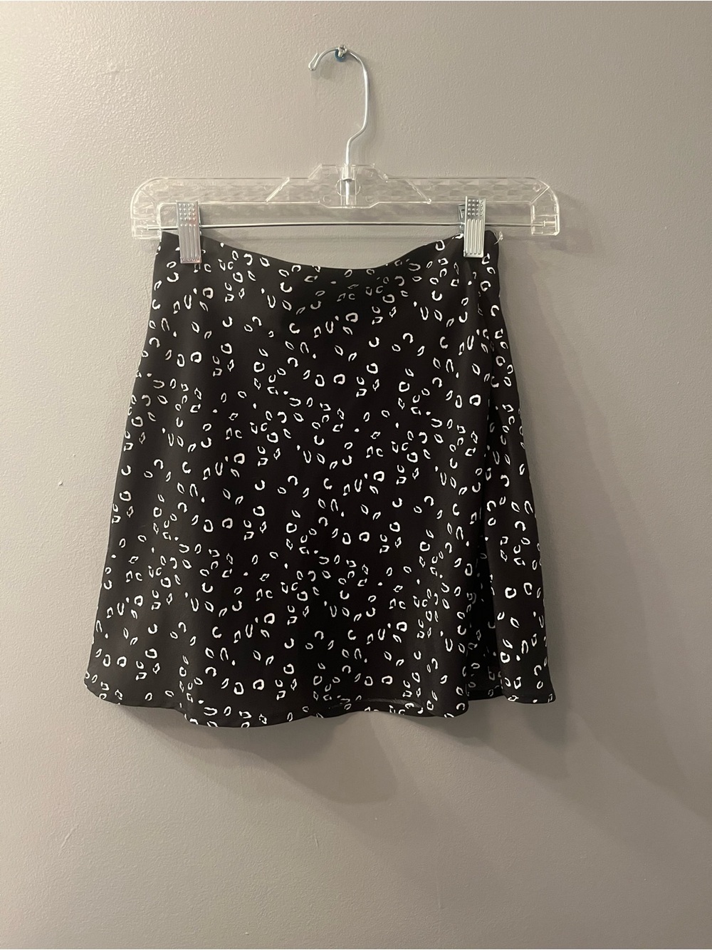 Black Mini Skirt with White Abstract Print